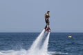 Unidentified Turkish man hovered above the water.