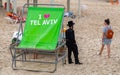 Unidentified ultraorthodox Jewish man on the beach of Tel Aviv