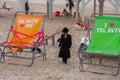 Unidentified ultraorthodox Jewish man on the beach of Tel Aviv