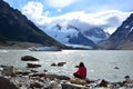 Unidentified woman inside the Los Glaciares National Park, El ChaltÃÂ©n, Argentina