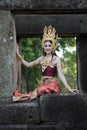 Unidentified woman with Thai dress at Phanomwan Historical Park