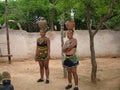 Unidentified women dressed in Zulu clothing at Shakaland