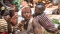 Unidentified women from Hamar tribe at local village market in Ethiopia