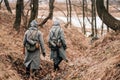 Unidentified Women Reenactors Dressed As German Wehrmacht Soldie