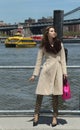 Unidentified young model during photo shoot under Brooklyn Bridge