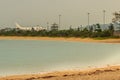 UnidentiThe beautiful seascape view of Naiyang beach while the a Royalty Free Stock Photo