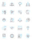 Unified alliance linear icons set. Collaboration, Unity, Integration, Partnership, Synergy, Harmony, Coordination line