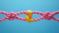 Unified diverse team strength concept with colorful integrated network rope on background Royalty Free Stock Photo