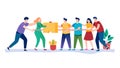 Unified Group of People Solving a Giant Puzzle Vector, vector design Generative AI Royalty Free Stock Photo