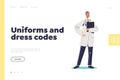 Uniform and dress code concept of landing page with doctor practitioner in professional wear