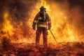 uniform fighter smoke rescue safety equipment fire firefighter emergency fireman. Generative AI.