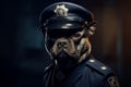 Uniformed Policeman dog at street. Generate Ai