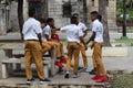 Uniformed school kids in park Havana cuba