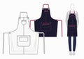 Uniforms Design Apron fashion flat template. Men\'s Apron flat pattern vector template. Black Apron fashion technical drawing