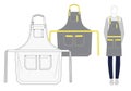 Uniforms Design Apron fashion flat template. Gray and yellow Apron fashion technica