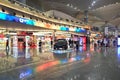 Unifree Duty Free commercial retail shop colourful signboard reflection in the shining new building of Istanbul Airport Turkey