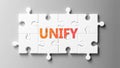 Unify complex like a puzzle - pictured as word Unify on a puzzle pieces to show that Unify can be difficult and needs cooperating