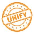 UNIFY text on orange grungy vintage round stamp