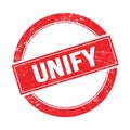 UNIFY text on red grungy round stamp