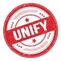 UNIFY text on red round grungy stamp