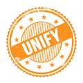 UNIFY text written on orange grungy round stamp