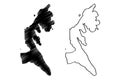 Unije island Republic of Croatia, Adriatic Sea map vector illustration, scribble sketch Unije map