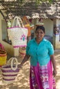 Woman selling bags at Matara district in Sri Lanka