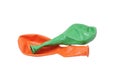 Uninflated balloons. Red and green. Royalty Free Stock Photo