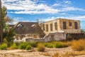 Uninhabitable Abandoned Two Story Residential Buildings Royalty Free Stock Photo