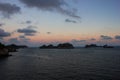 Uninhabited islands in the South China Sea at sunset