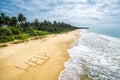 Wild tropical island with a deserted beach Royalty Free Stock Photo