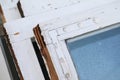 Uninstalled wooden windows frames Royalty Free Stock Photo