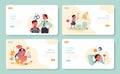 Uninvolved or neglectful fatherhood web banner or landing page set. Royalty Free Stock Photo