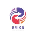 Union arrows direction - business logo design. Strategy development logo sign. Vector illustration