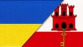 Union of countries. Flag of Ukraine and Gibraltar. Friendship of countries Royalty Free Stock Photo