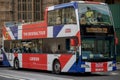 A Union Flag decorated London tour bus