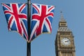 Union Flags and Big Ben Royalty Free Stock Photo