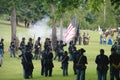 Union infantry column advancing under Condeferate rifle fire Royalty Free Stock Photo