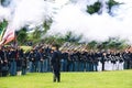 Union infantry line fires a volley Royalty Free Stock Photo