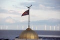 Union Jack against Wind power station Royalty Free Stock Photo