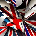 Union Jack decorations background. Flat lay, top view, copy space Royalty Free Stock Photo