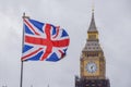 Union Jack flag and Big Ben, London, UK Royalty Free Stock Photo