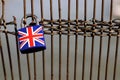 Union jack flag on a brexit padlock, united kingdom, isolationism