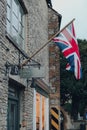 Union Jack flag on a cottage in Stow-on-the-Wold, Cotswolds, UK