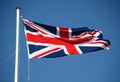 The Union Jack Flag Flying in the wind Royalty Free Stock Photo