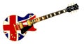 Union Jack Flag Guitar On White