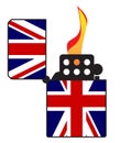 Union Jack Flag Open Cigarette Lighter Royalty Free Stock Photo