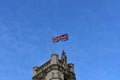 Union Jack, flag of the United Kingdom on a building. London, City of Westminster, Great Britain. Royalty Free Stock Photo
