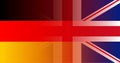 Union Jack and Germany flag in gradient superimposition. Vector