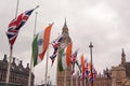 Union Jack and Indian flag, Big Ben, London, UK. Royalty Free Stock Photo